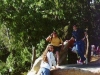 Diana, Dan and Craig climb a rock
